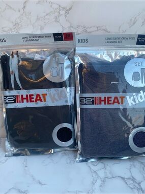 Lot of 2: 32 Degrees Heat Kids Long Sleeve Crew Neck and Legging Set Navy/Black